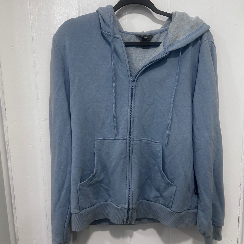 Eddie Bauer Womens Blue Full Zip Hoodie Sweatshirt Large RN157622